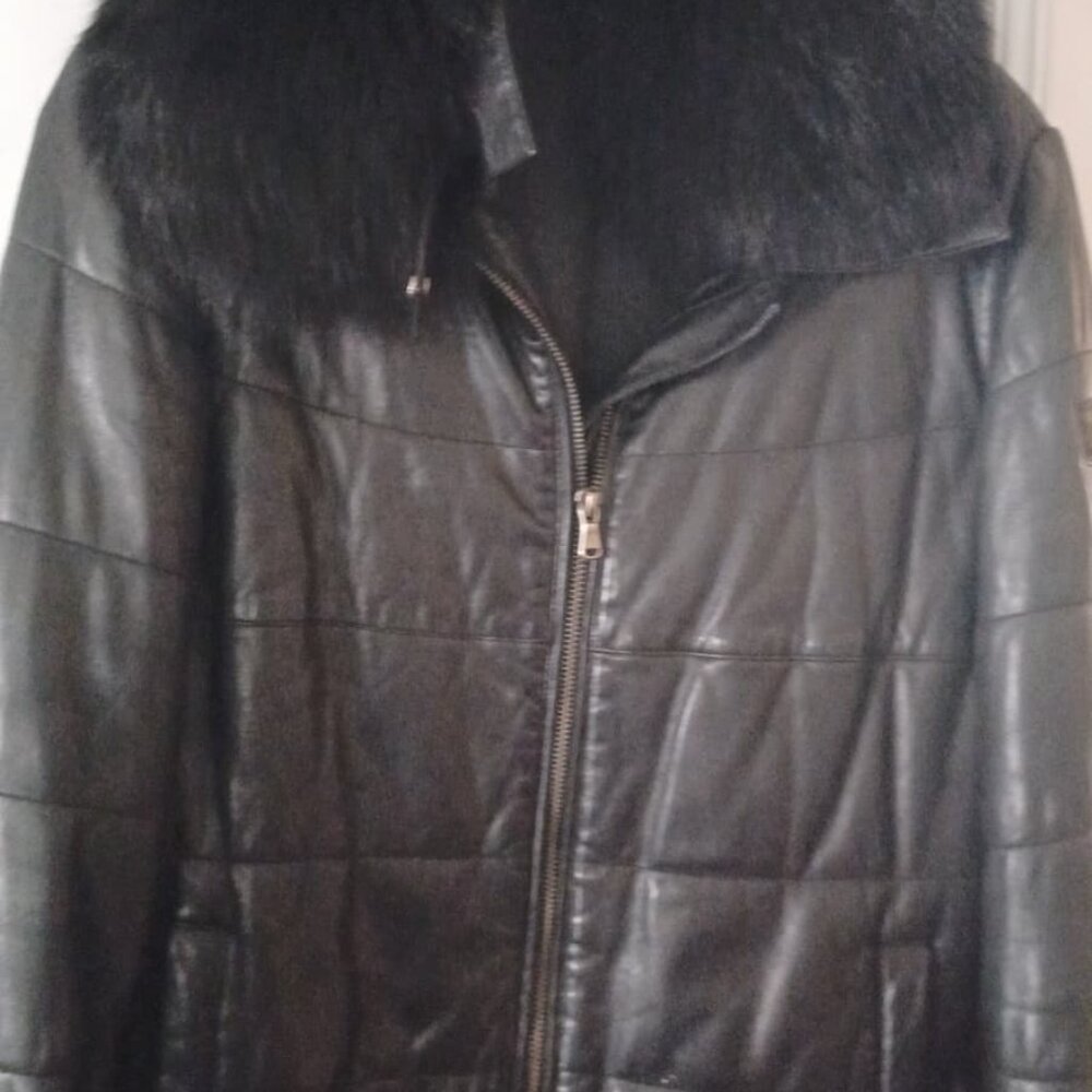 Volpe Real Leather Real Fur Jacket Size Large